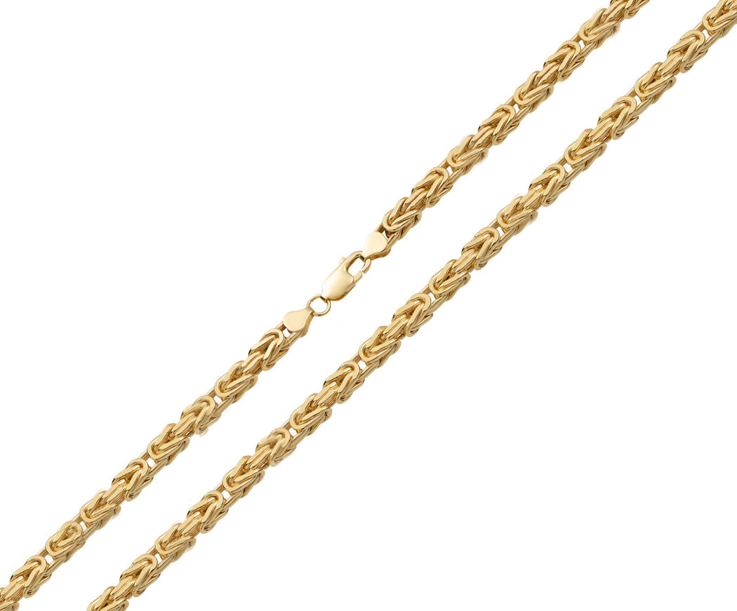10k Hollow Square Byzantine Link Chain Necklace 3.0mm