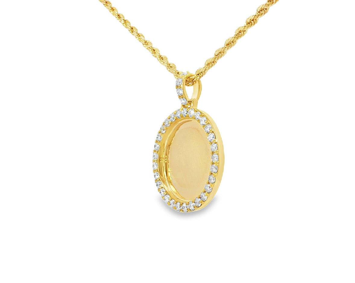 10k Circle Memory Charm Pendant with Round - Cut Halo 1.58ct - AVI THE JEWELER