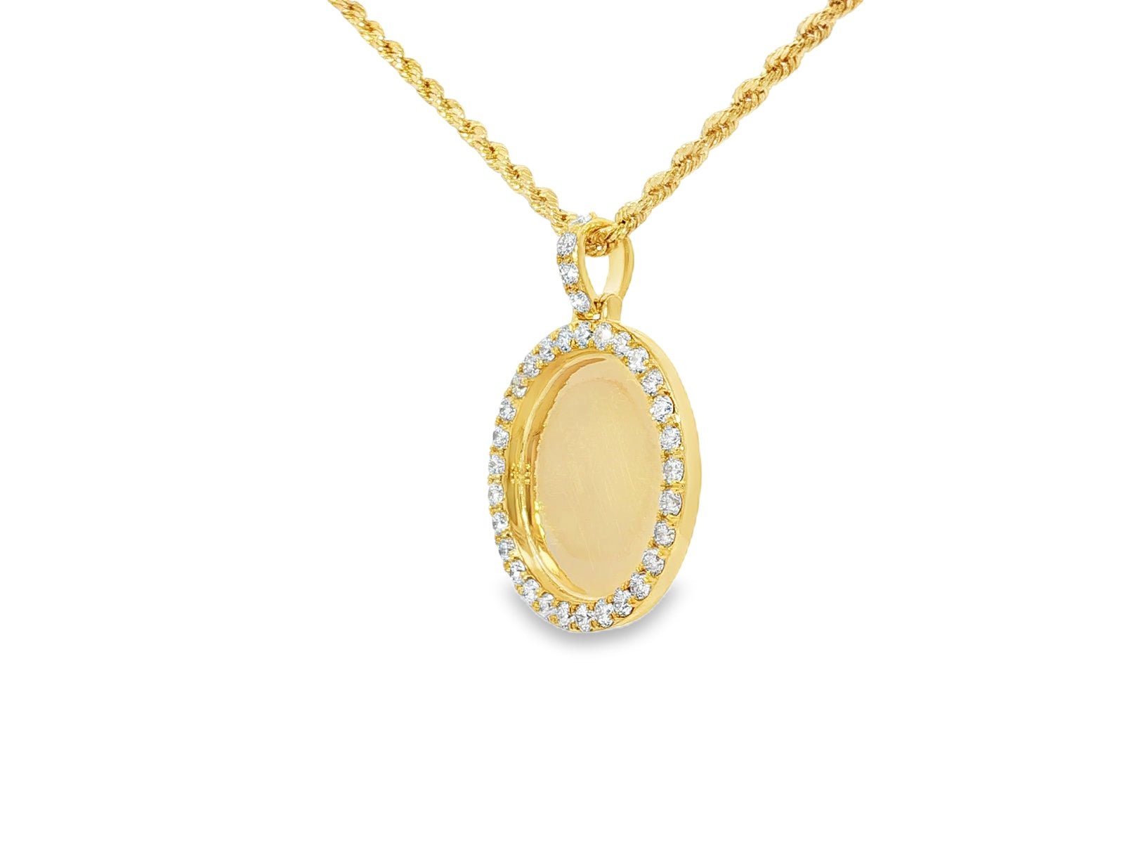 10k Circle Memory Charm Pendant with Round - Cut Halo 1.58ct - AVI THE JEWELER