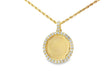 10k Circle Memory Charm Pendant with Round-Cut Halo 1.58ct
