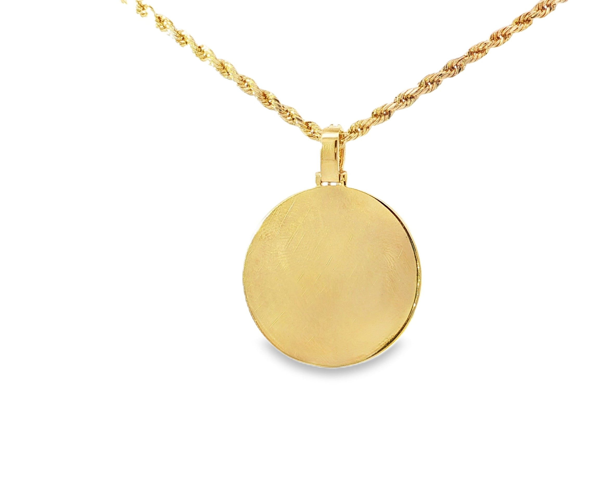 10k Circle Memory Charm Pendant with Round - Cut Halo 1.58ct - AVI THE JEWELER