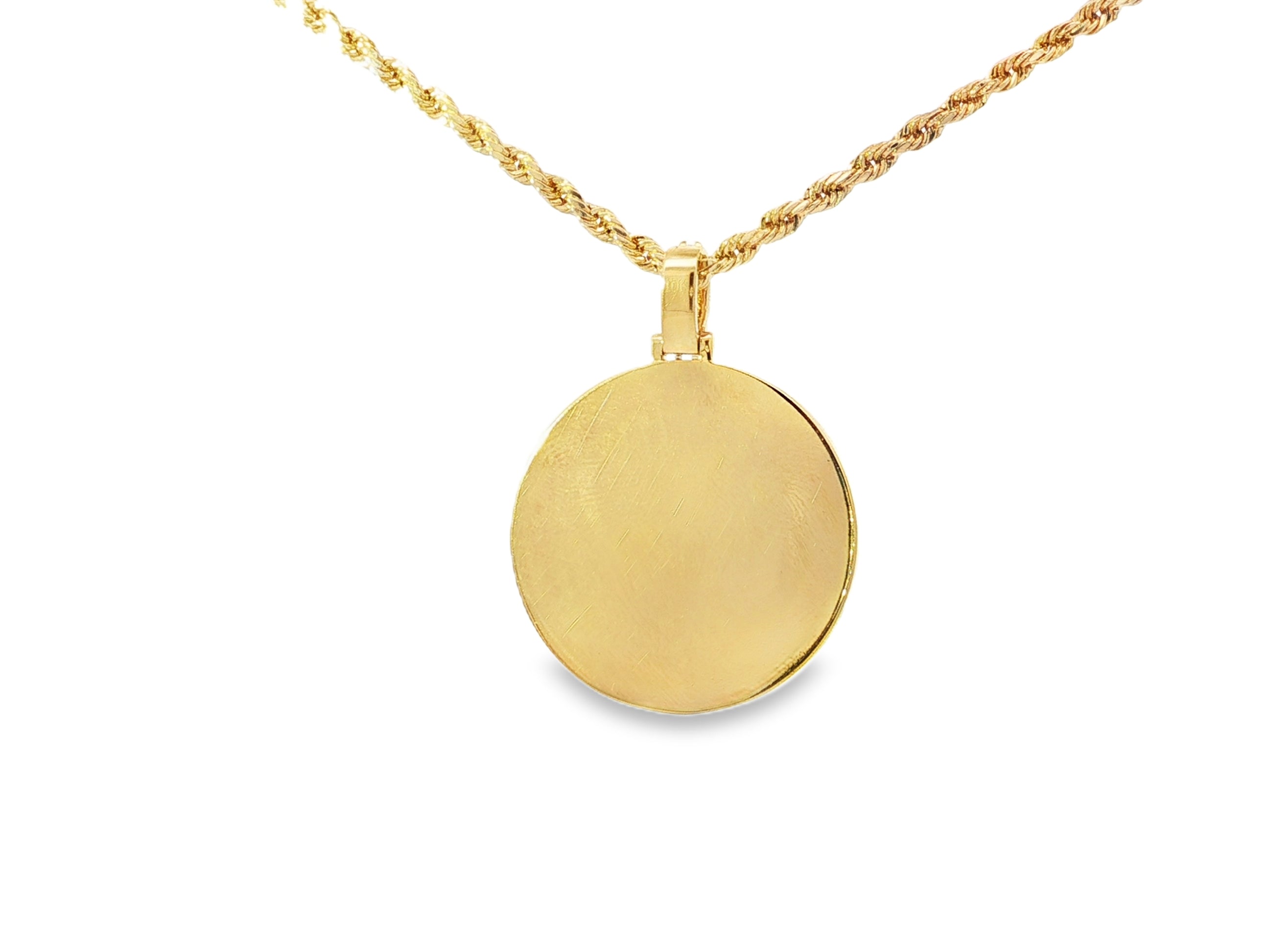 10k Circle Memory Charm Pendant with Round - Cut Halo 1.58ct - AVI THE JEWELER