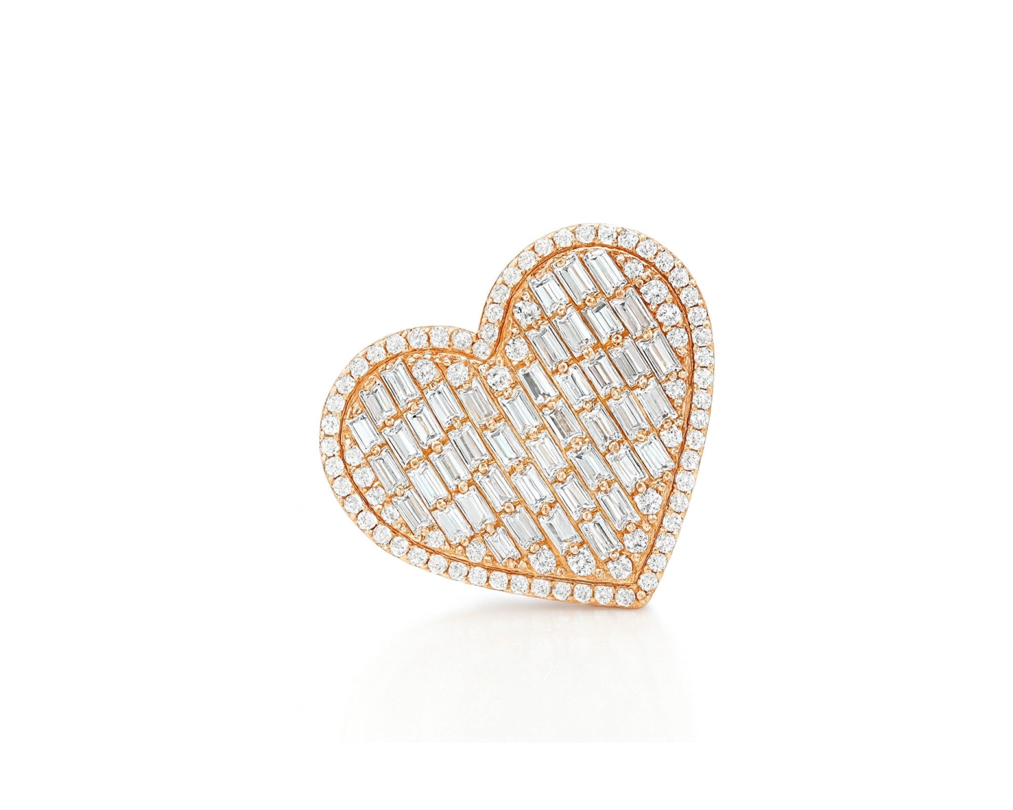 10k Diamond Heart Ring with Baguette & Pavé Halo Design 2.13ct – lifestyle 1075