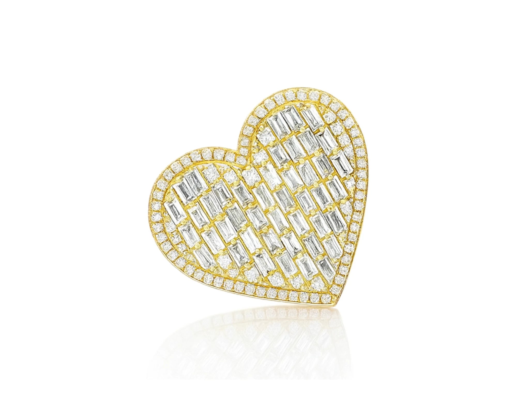 10k Diamond Heart Ring with Baguette & Pavé Halo Design 2.13ct – lifestyle 1077