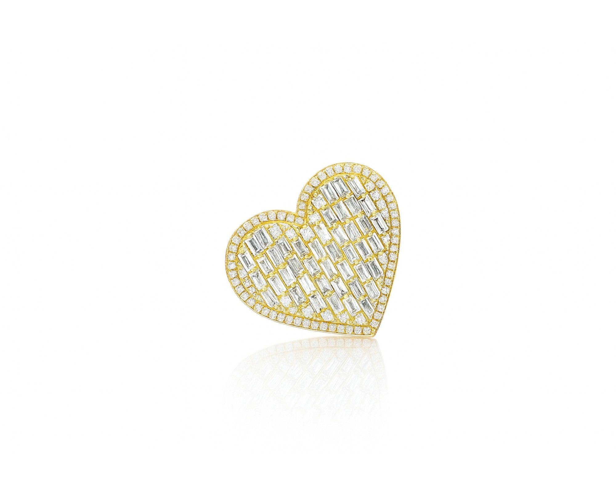 10k Diamond Heart Ring with Baguette & Pavé Halo Design 2.13ct – lifestyle 1077