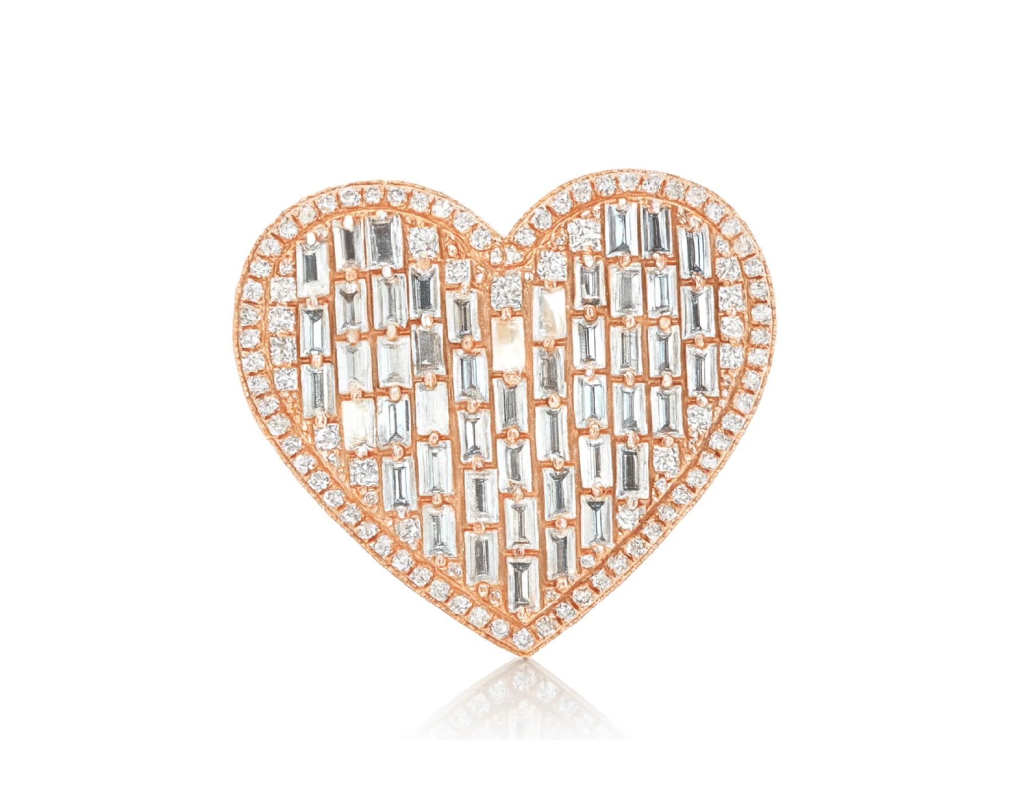 10k Diamond Heart Ring with Baguette & Pavé Halo Design 2.13ct – lifestyle 1081