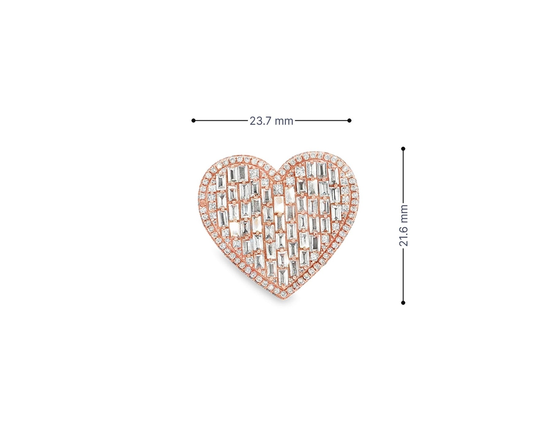10k Diamond Heart Ring with Baguette & Pavé Halo Design 2.13ct – view 8