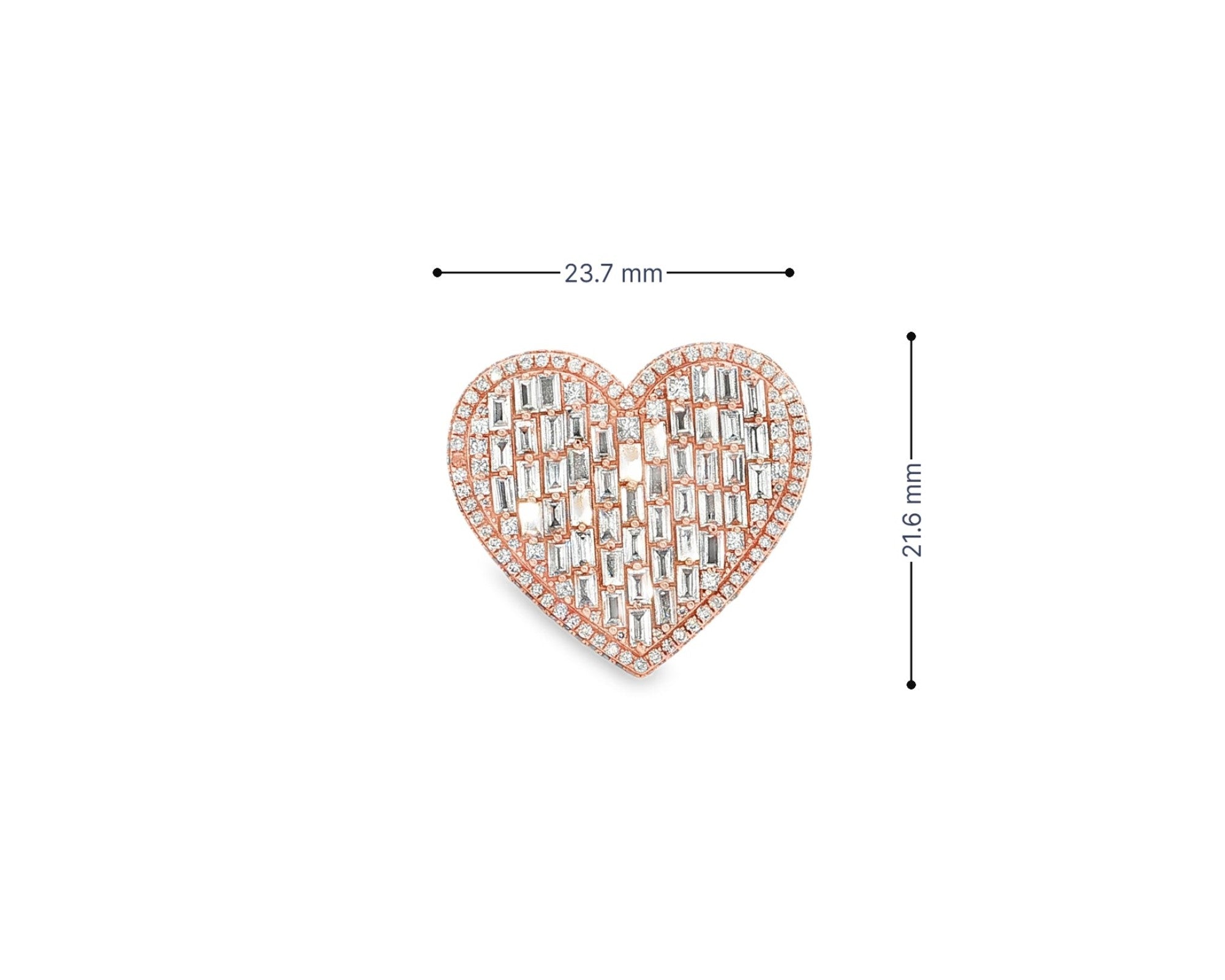 10k Diamond Heart Ring with Baguette & Pavé Halo Design 2.13ct – view 8