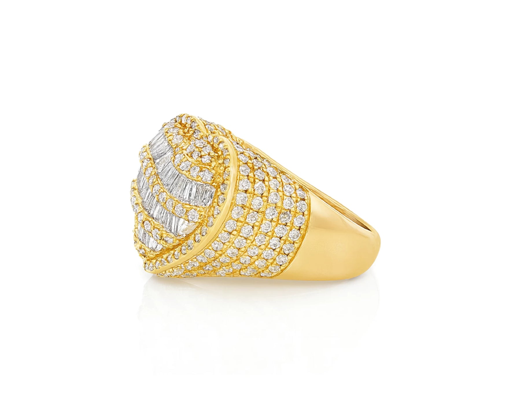 10k Diamond Heart Ring with Baguette Waves & Pavé Dome Design 2.30ct – lifestyle 1094