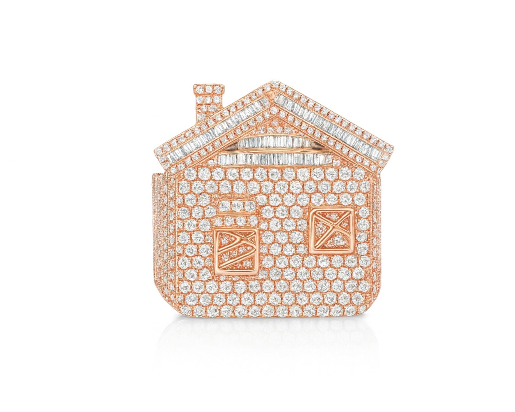 10k Diamond House Ring with Pavé & Baguette Roof Detail Design 2.88ct – lifestyle 1082