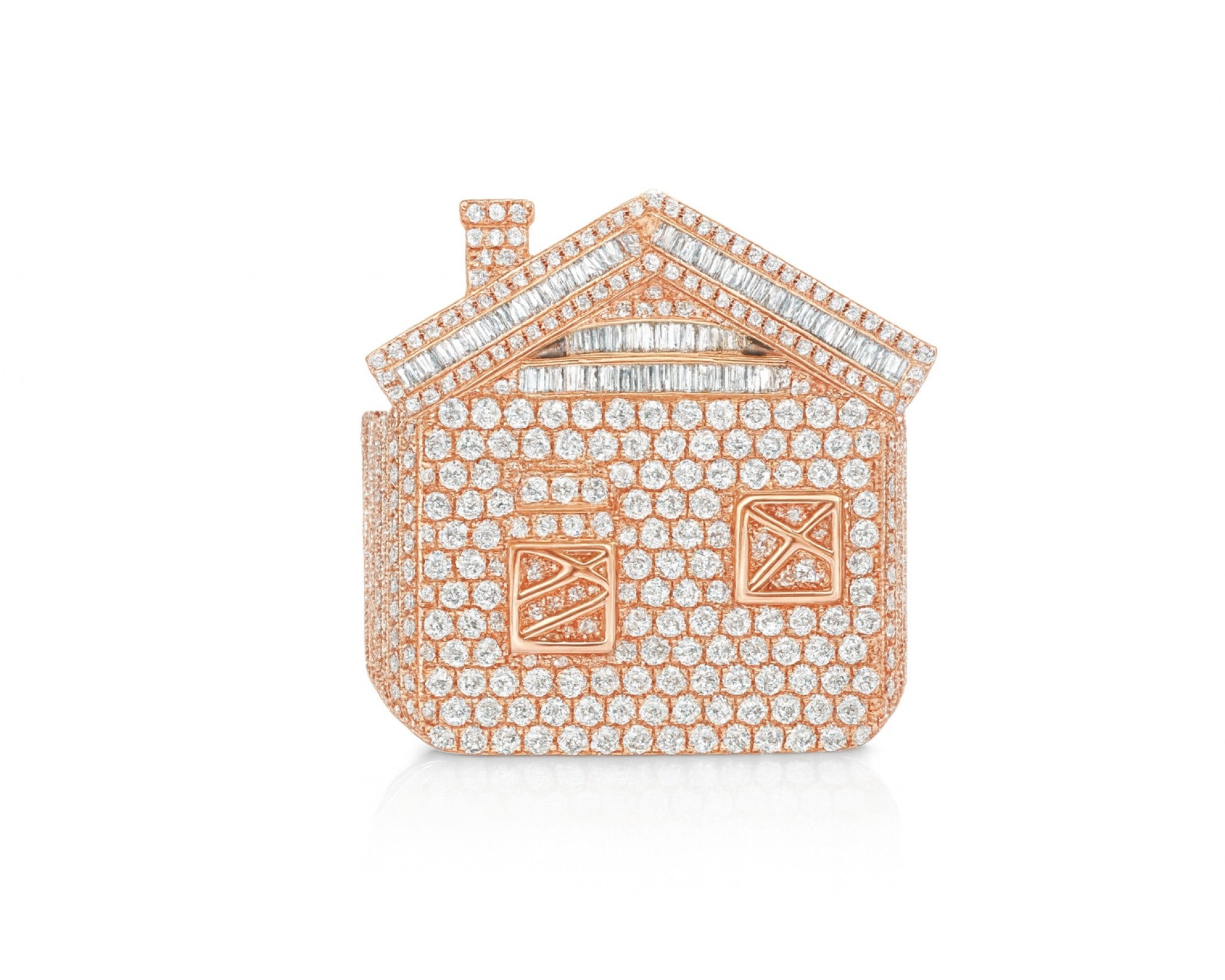 10k Diamond House Ring with Pavé & Baguette Roof Detail Design 2.88ct – lifestyle 1082