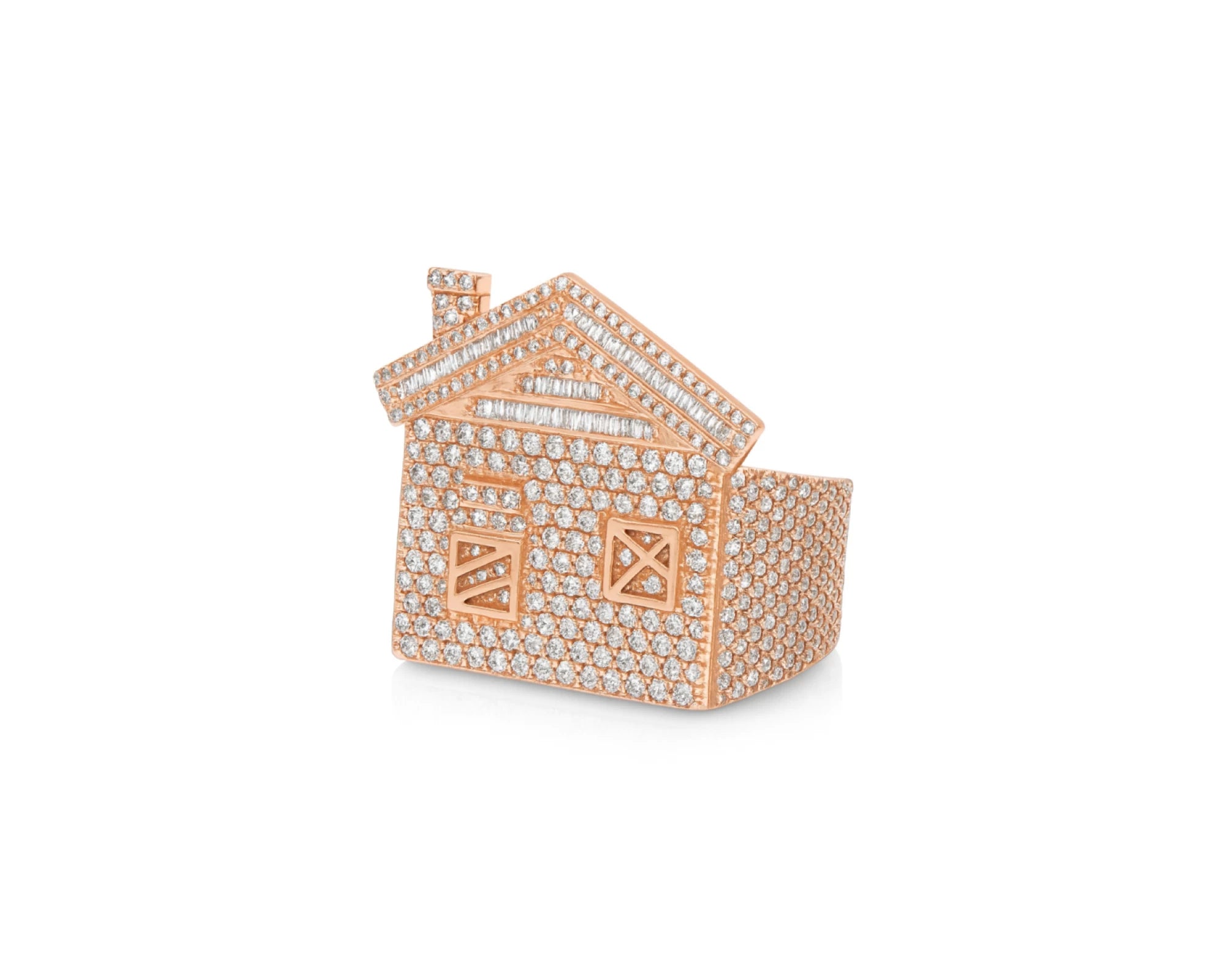 10k Diamond House Ring with Pavé & Baguette Roof Detail Design 2.88ct – lifestyle 1083