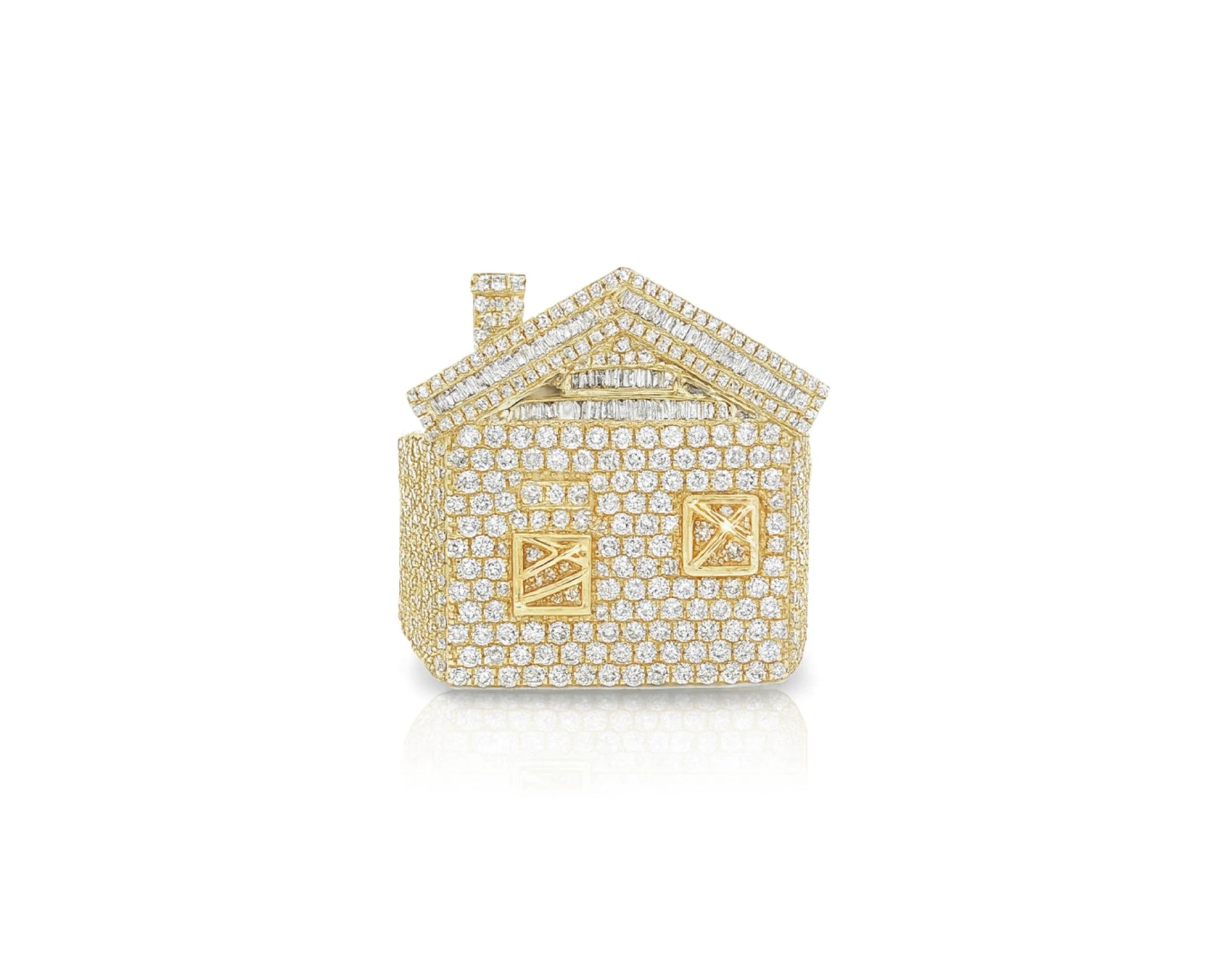 10k Diamond House Ring with Pavé & Baguette Roof Detail Design 2.88ct – lifestyle 1084