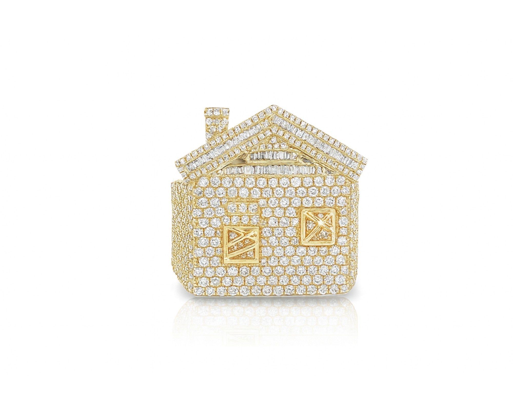 10k Diamond House Ring with Pavé & Baguette Roof Detail Design 2.88ct – lifestyle 1084