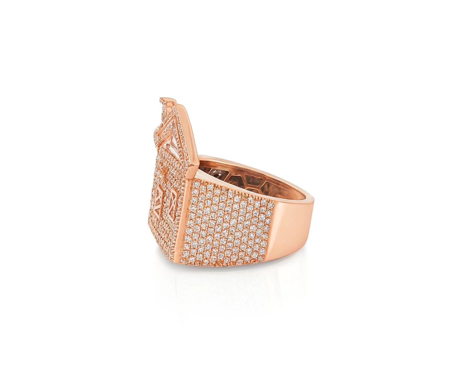 10k Diamond House Ring with Pavé & Baguette Roof Detail Design 2.88ct – lifestyle 1087