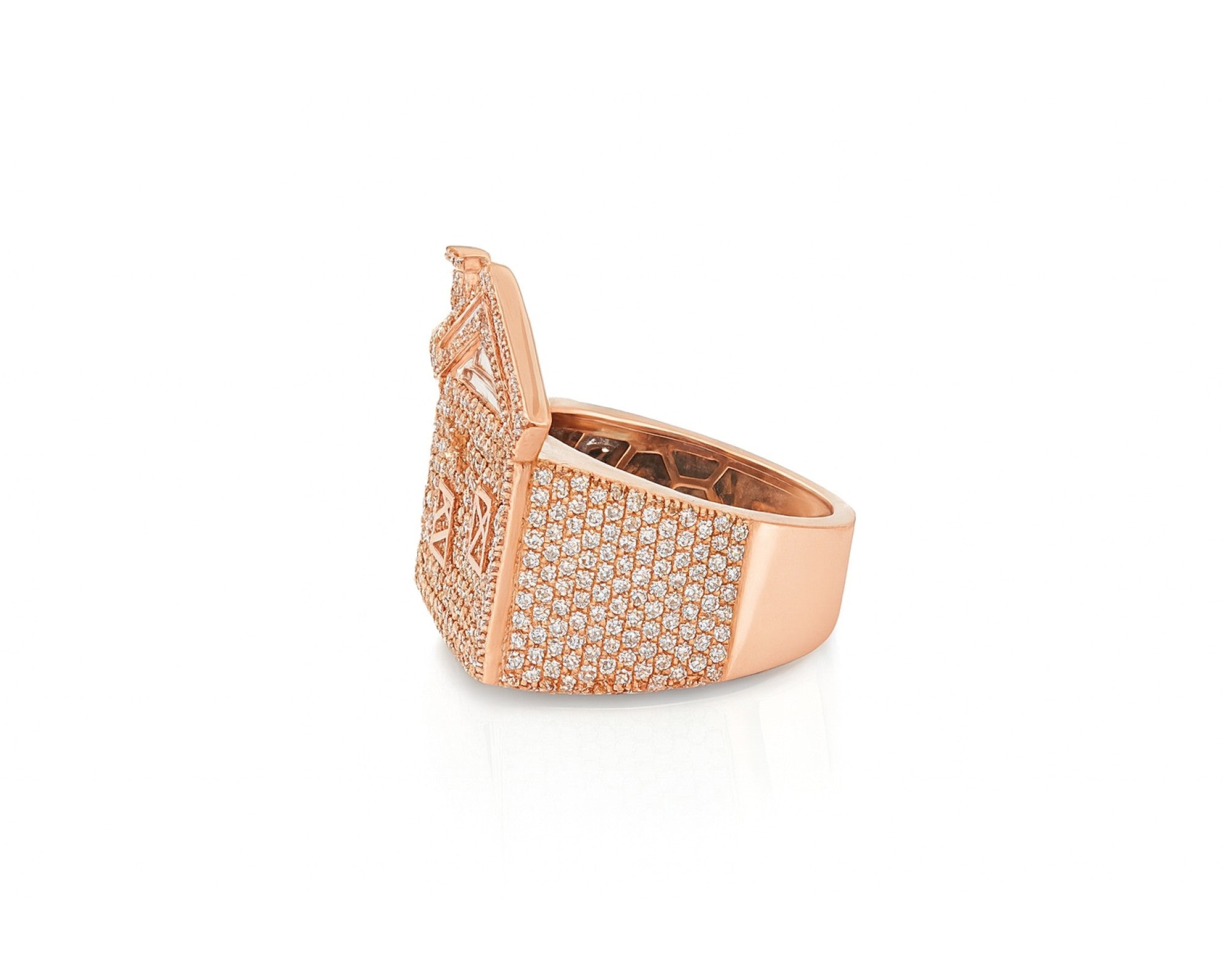 10k Diamond House Ring with Pavé & Baguette Roof Detail Design 2.88ct – lifestyle 1087