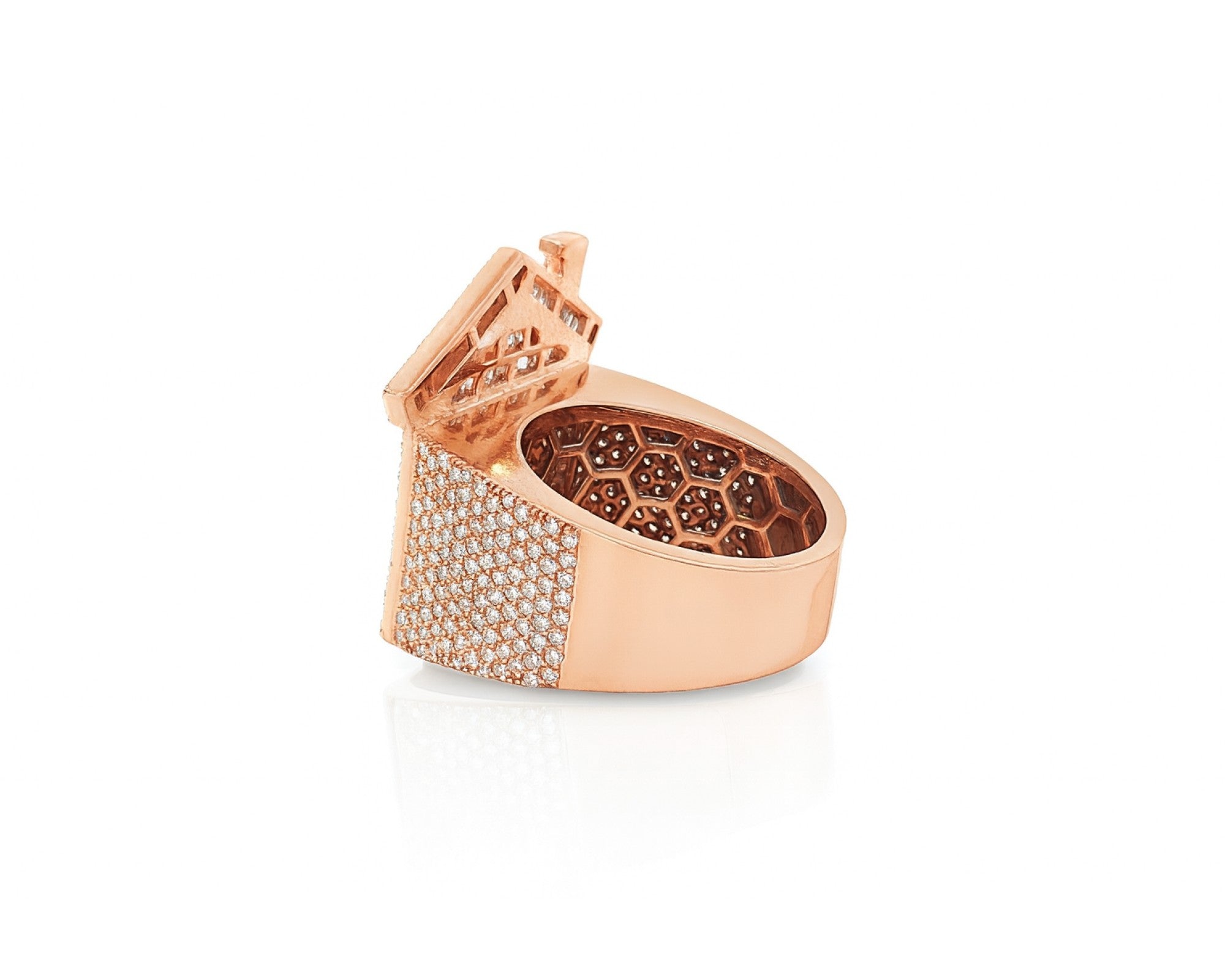 10k Diamond House Ring with Pavé & Baguette Roof Detail Design 2.88ct – lifestyle 1088