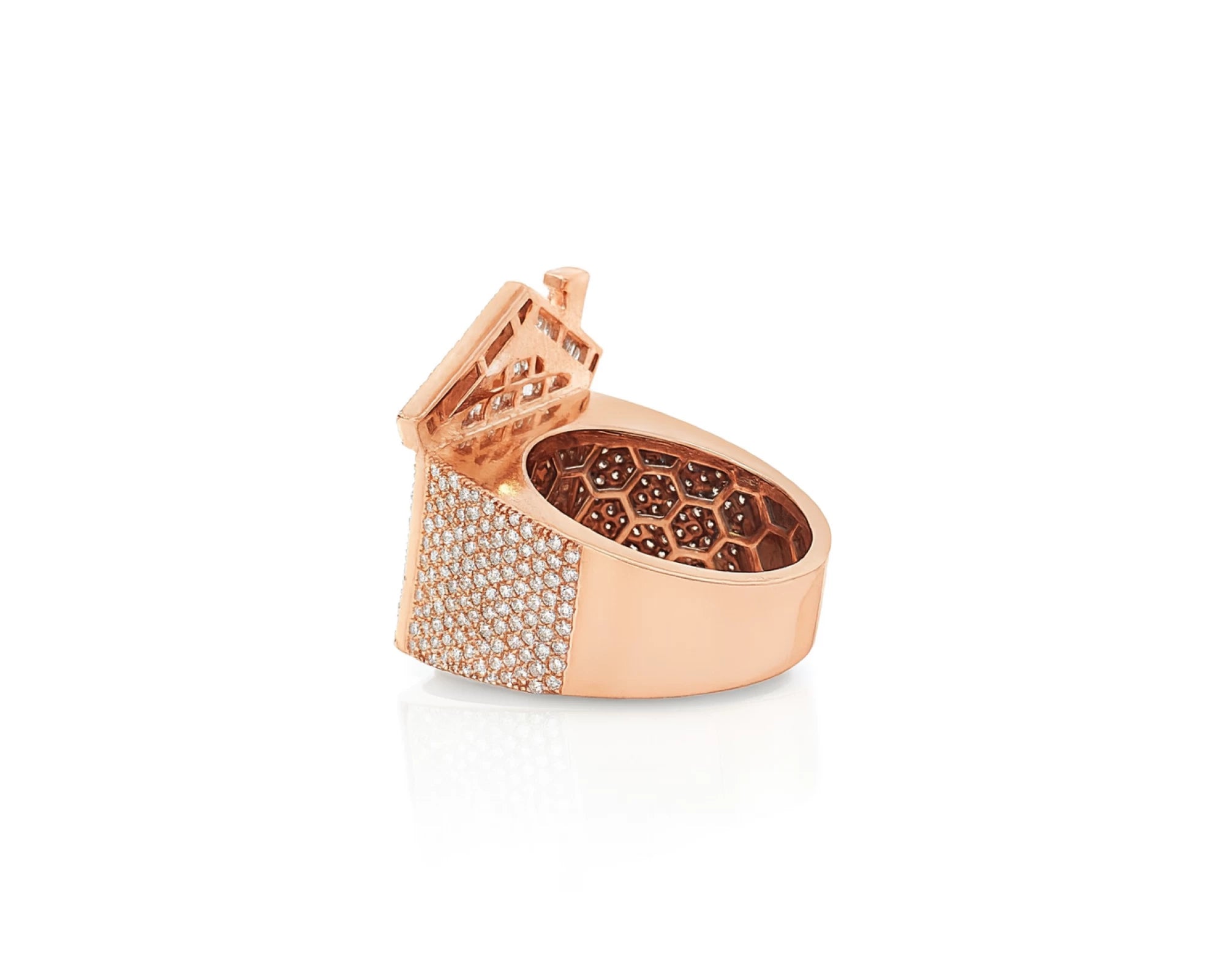 10k Diamond House Ring with Pavé & Baguette Roof Detail Design 2.88ct – lifestyle 1088
