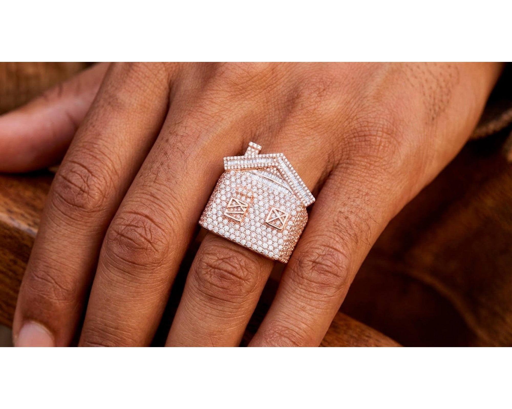 10k Diamond House Ring with Pavé & Baguette Roof Detail Design 2.88ct – view 2