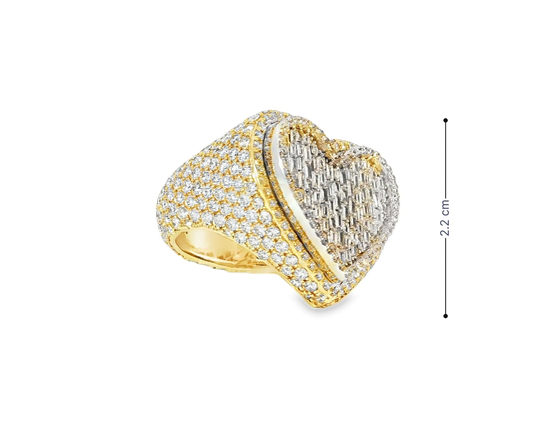 10k Gold 3D Heart Two - Tone Ring with Baguette & Round Diamonds 5.63ct - AVI THE JEWELER