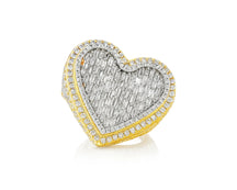 10k Gold 3D Heart Two-Tone Ring with Baguette & Round Diamonds 5.63ct