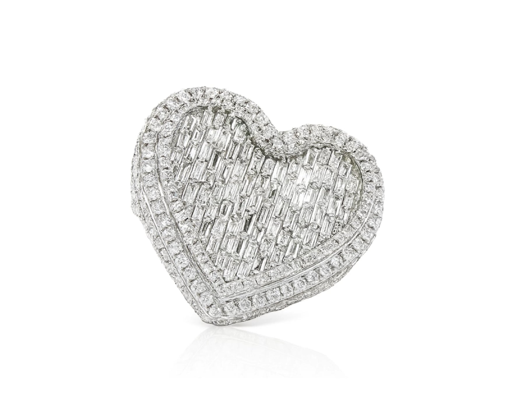10k Gold 3D Heart Two-Tone Ring with Baguette & Round Diamonds 5.63ct – lifestyle 1194