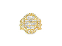 10k Gold 3D Pearl-Shape Ring with Full Baguette Diamonds 3.50ct