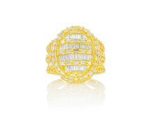 10k Gold 3D Pearl-Shape Ring with Full Baguette Diamonds 3.50ct