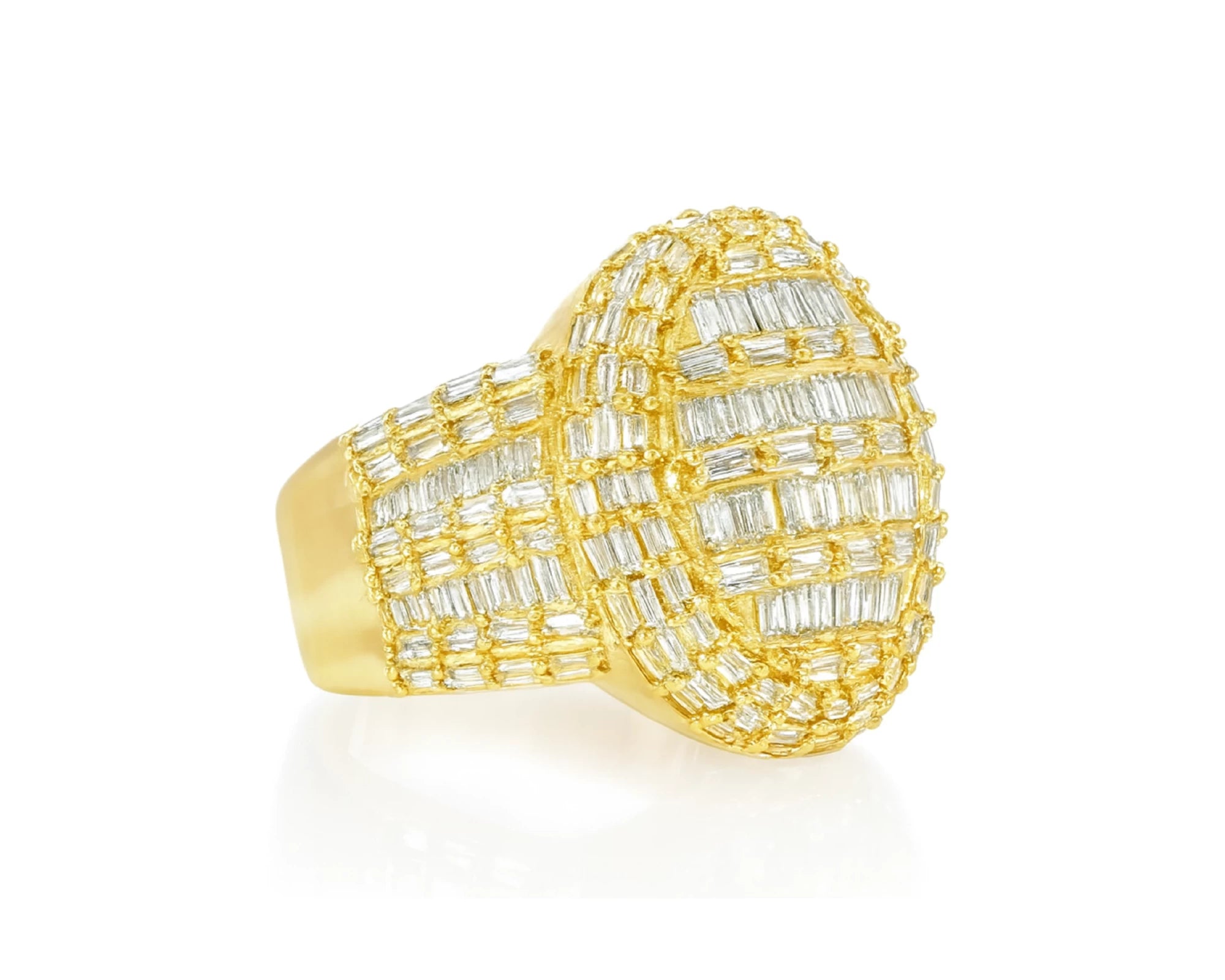 10k Gold 3D Pearl-Shape Ring with Full Baguette Diamonds 3.50ct – lifestyle 1209