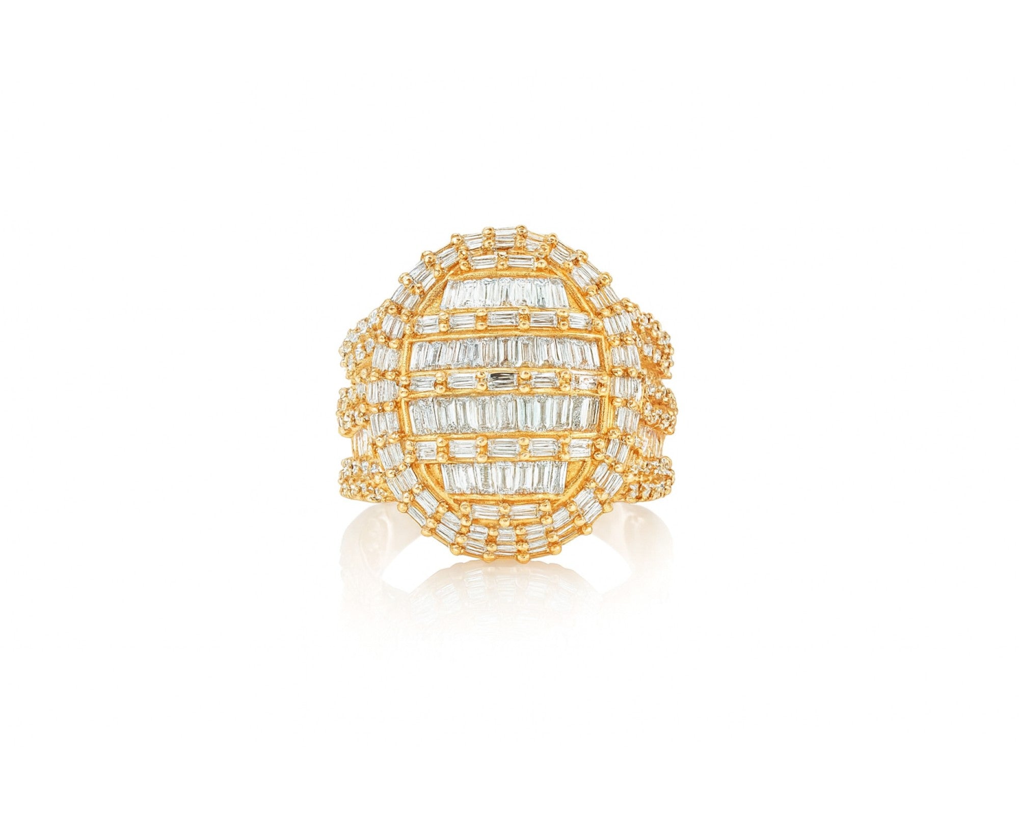 10k Gold 3D Pearl-Shape Ring with Full Baguette Diamonds 3.50ct – lifestyle 1210