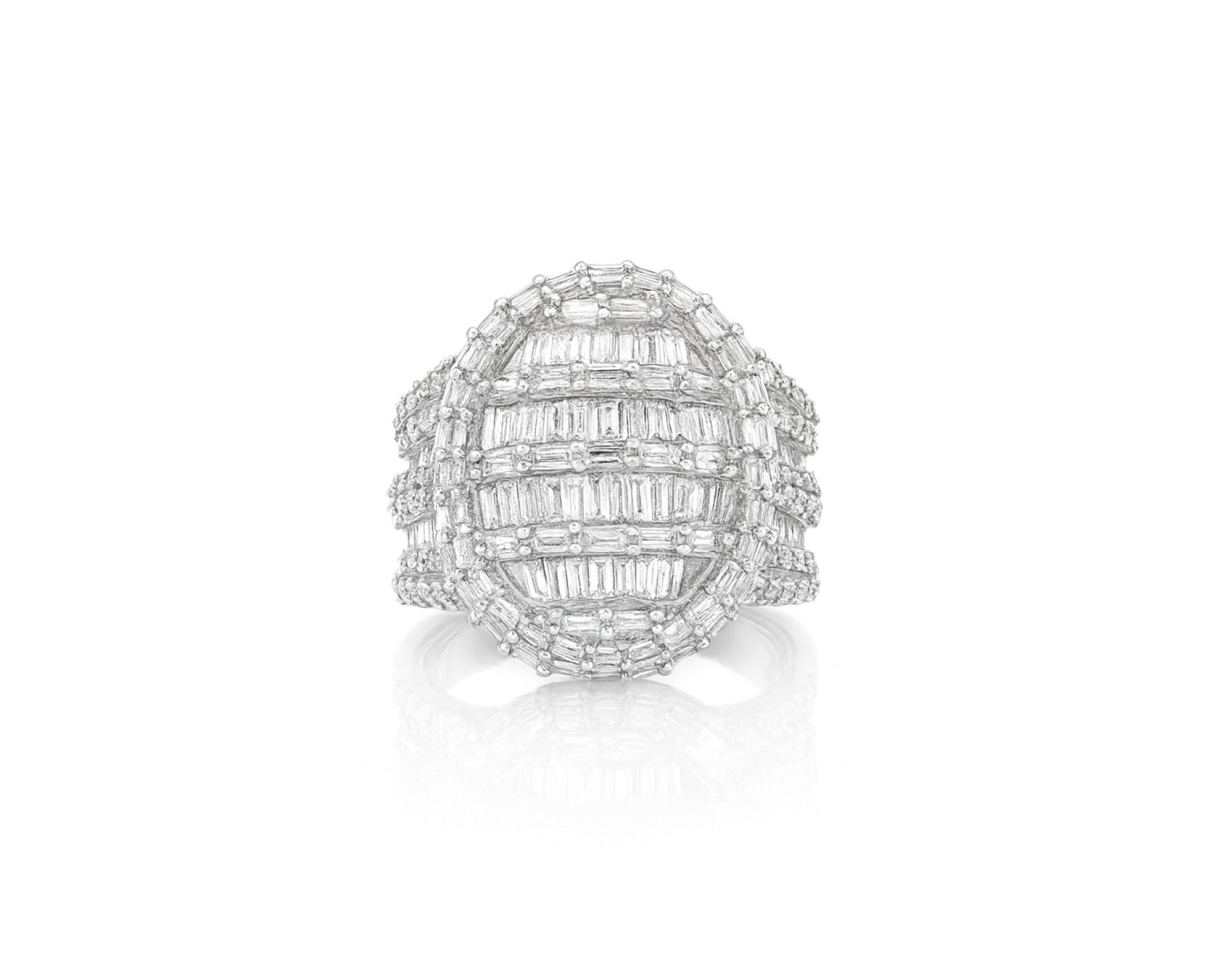 10k Gold 3D Pearl-Shape Ring with Full Baguette Diamonds 3.50ct – lifestyle 1211