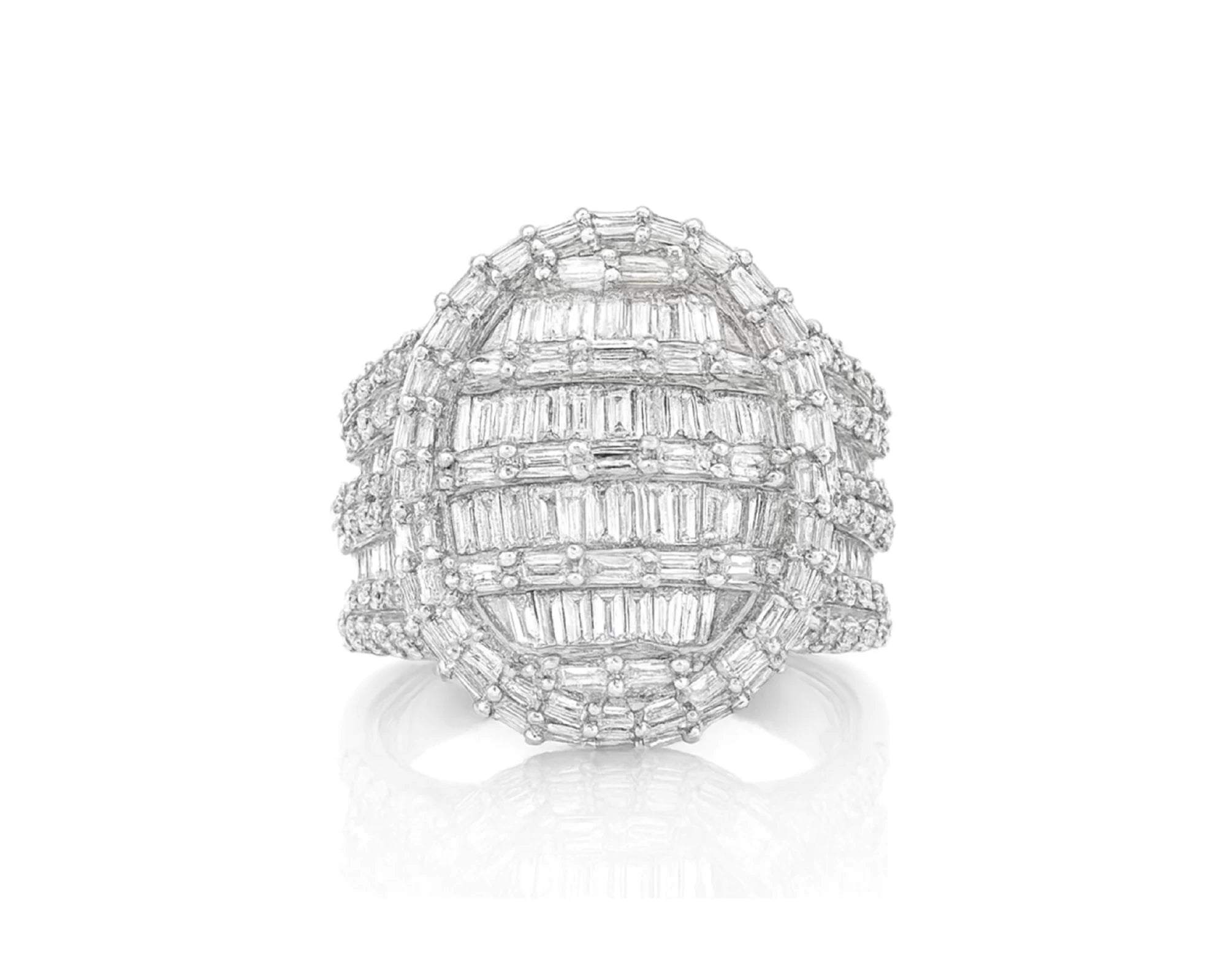 10k Gold 3D Pearl-Shape Ring with Full Baguette Diamonds 3.50ct – lifestyle 1211