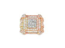 10k Gold 3D Square-Shape Ring with Baguette and Round Diamonds 4.0ct