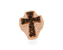 10K Gold Black Ruby Cross Ring with Diamond Pavé Accents 2.60 CT