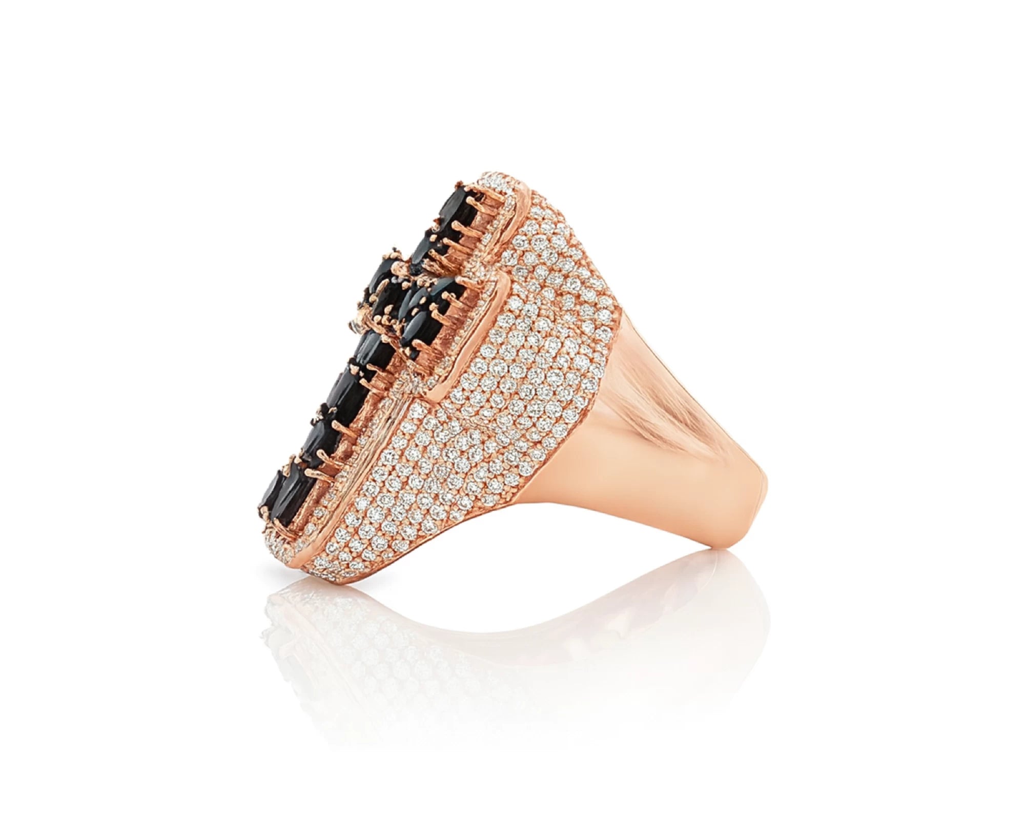 10K Gold Black Ruby Cross Ring with Diamond Pavé Accents 2.60 CT – lifestyle 1336