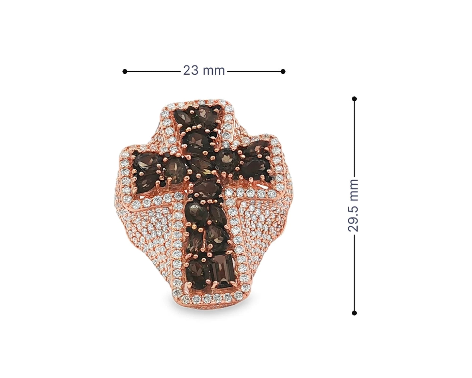 10K Gold Black Ruby Cross Ring with Diamond Pavé Accents 2.60 CT – lifestyle 3021