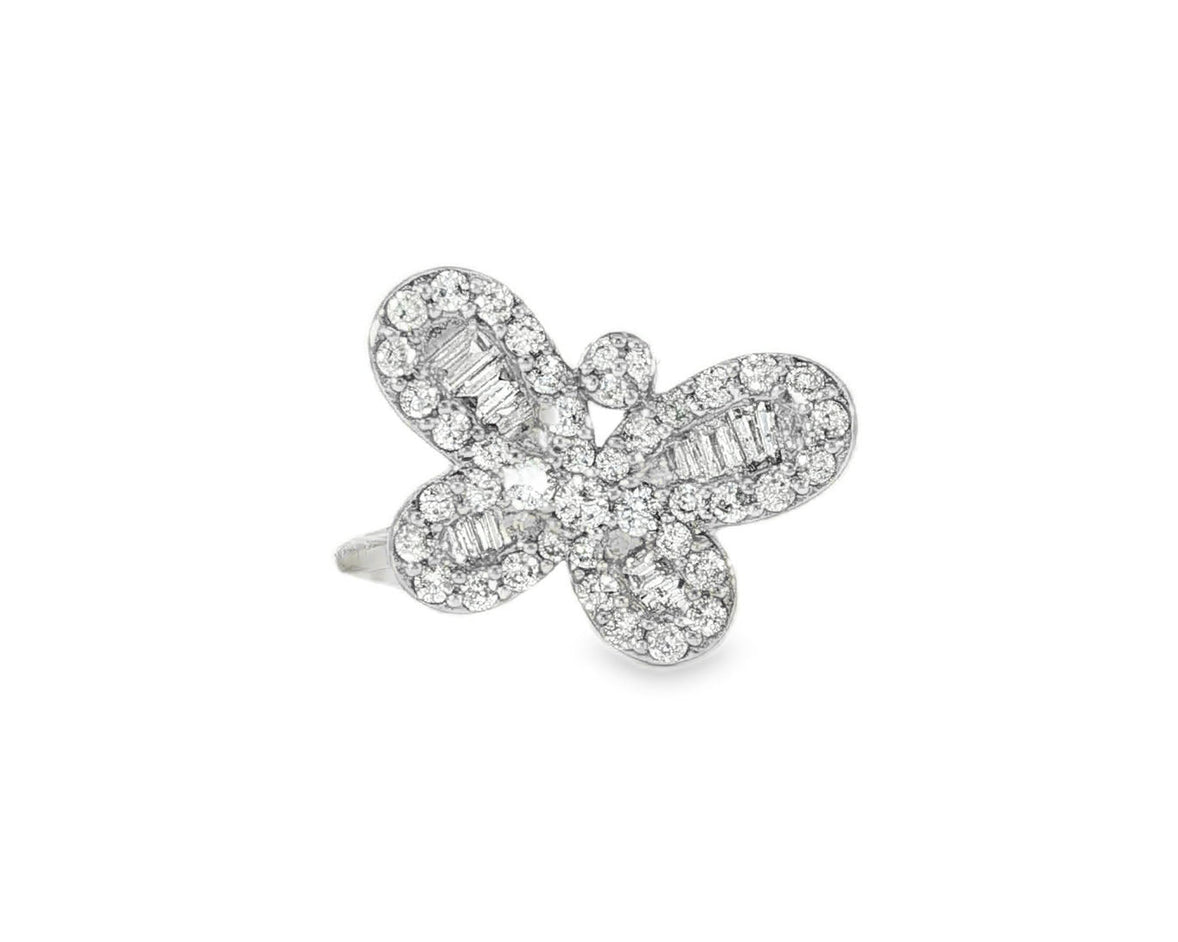 10k Gold Butterfly - Design Ring with Round and Baguette Diamonds 0.75ct - AVI THE JEWELER