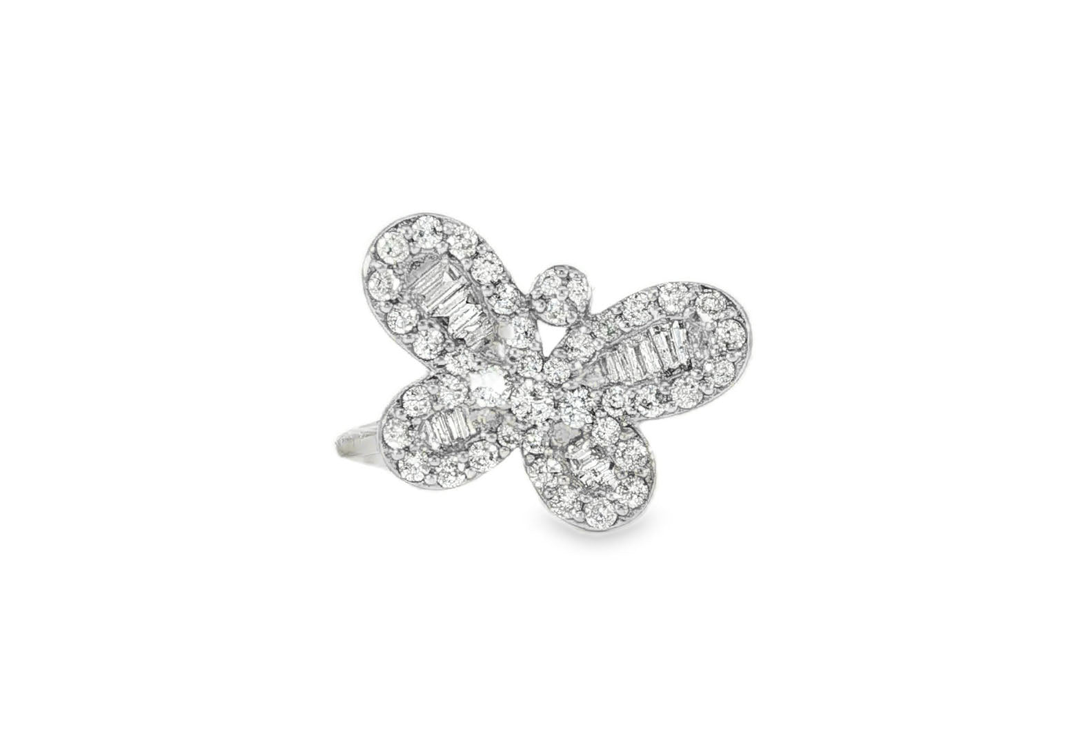 10k Gold Butterfly - Design Ring with Round and Baguette Diamonds 0.75ct - AVI THE JEWELER