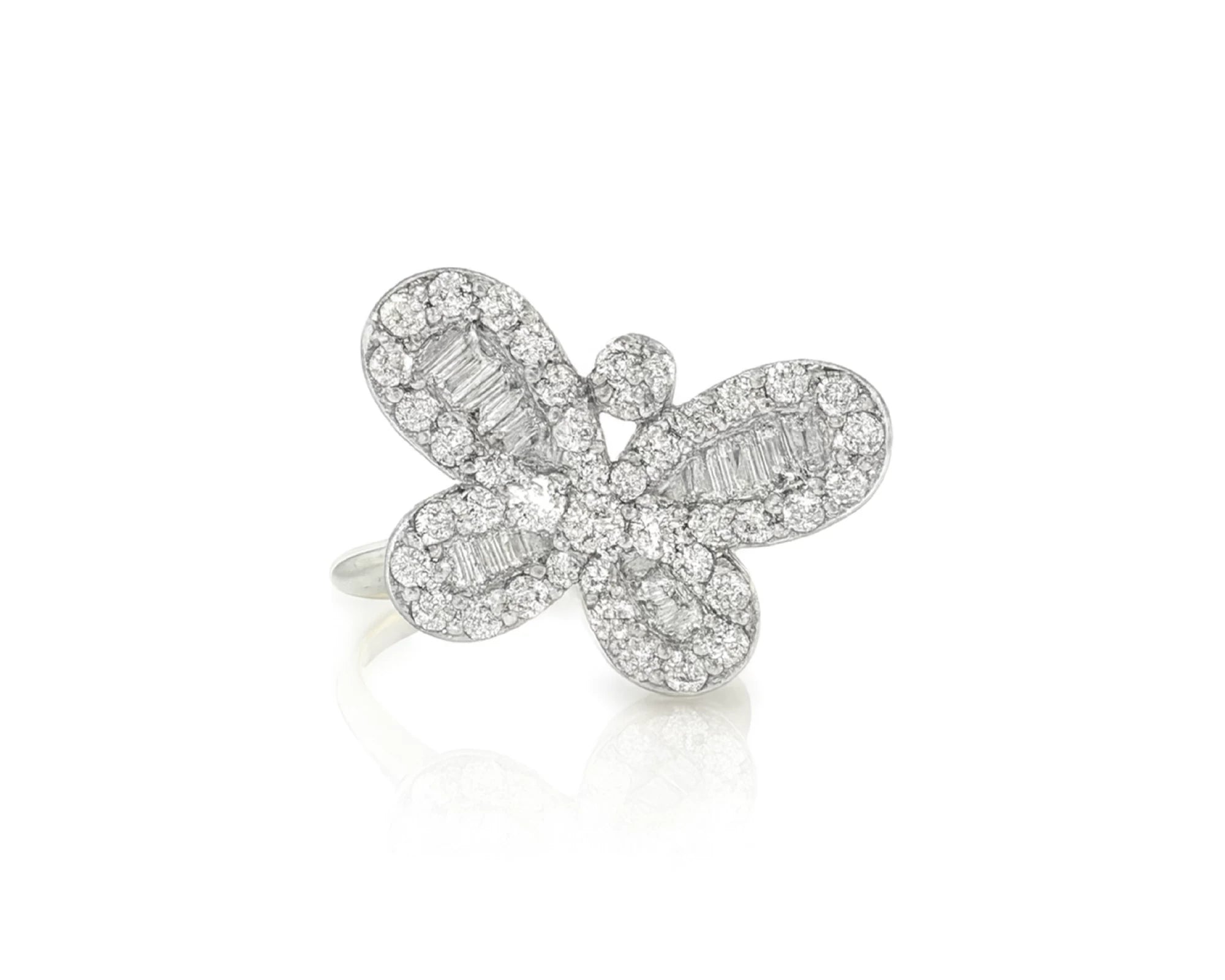10k Gold Butterfly-Design Ring with Round and Baguette Diamonds 0.75ct – lifestyle 435