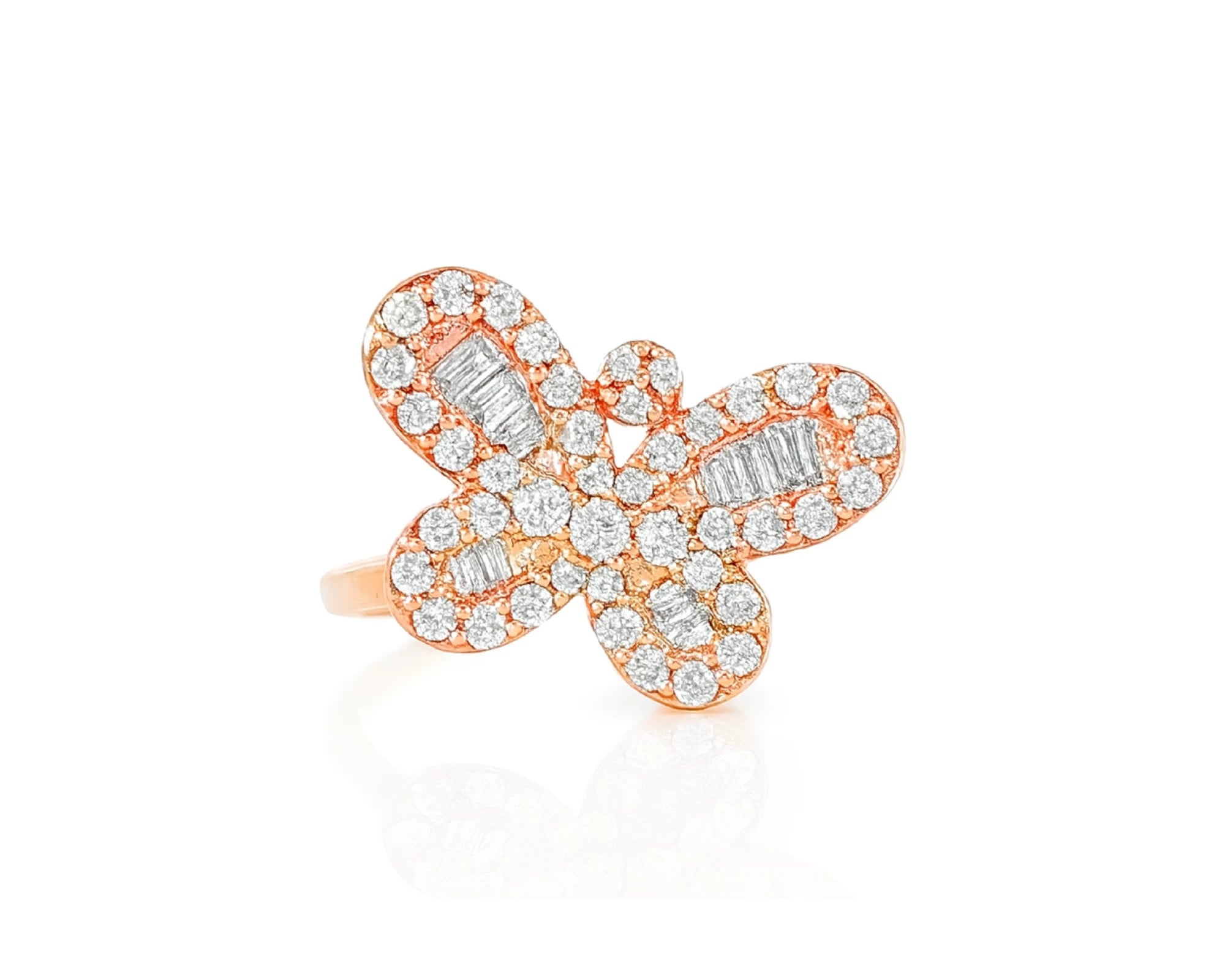 10k Gold Butterfly-Design Ring with Round and Baguette Diamonds 0.75ct – lifestyle 996