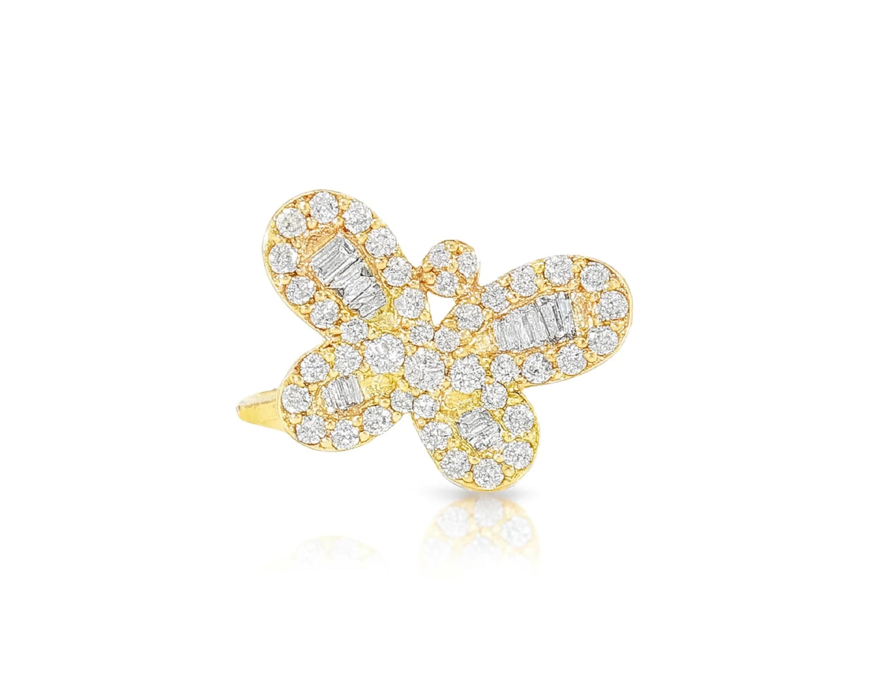 10k Gold Butterfly-Design Ring with Round and Baguette Diamonds 0.75ct – lifestyle 999