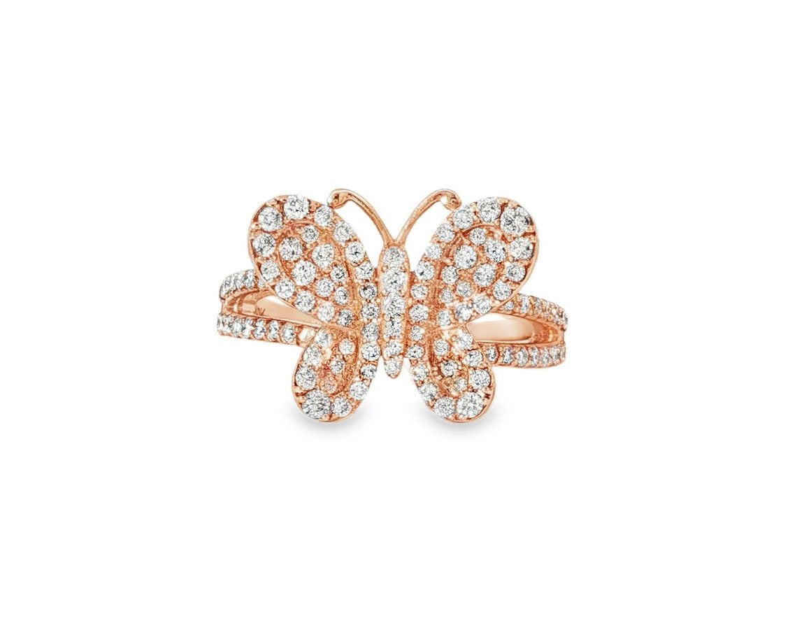 10k Gold Butterfly - Shape Ring with Round Diamonds 0.80ct - AVI THE JEWELER