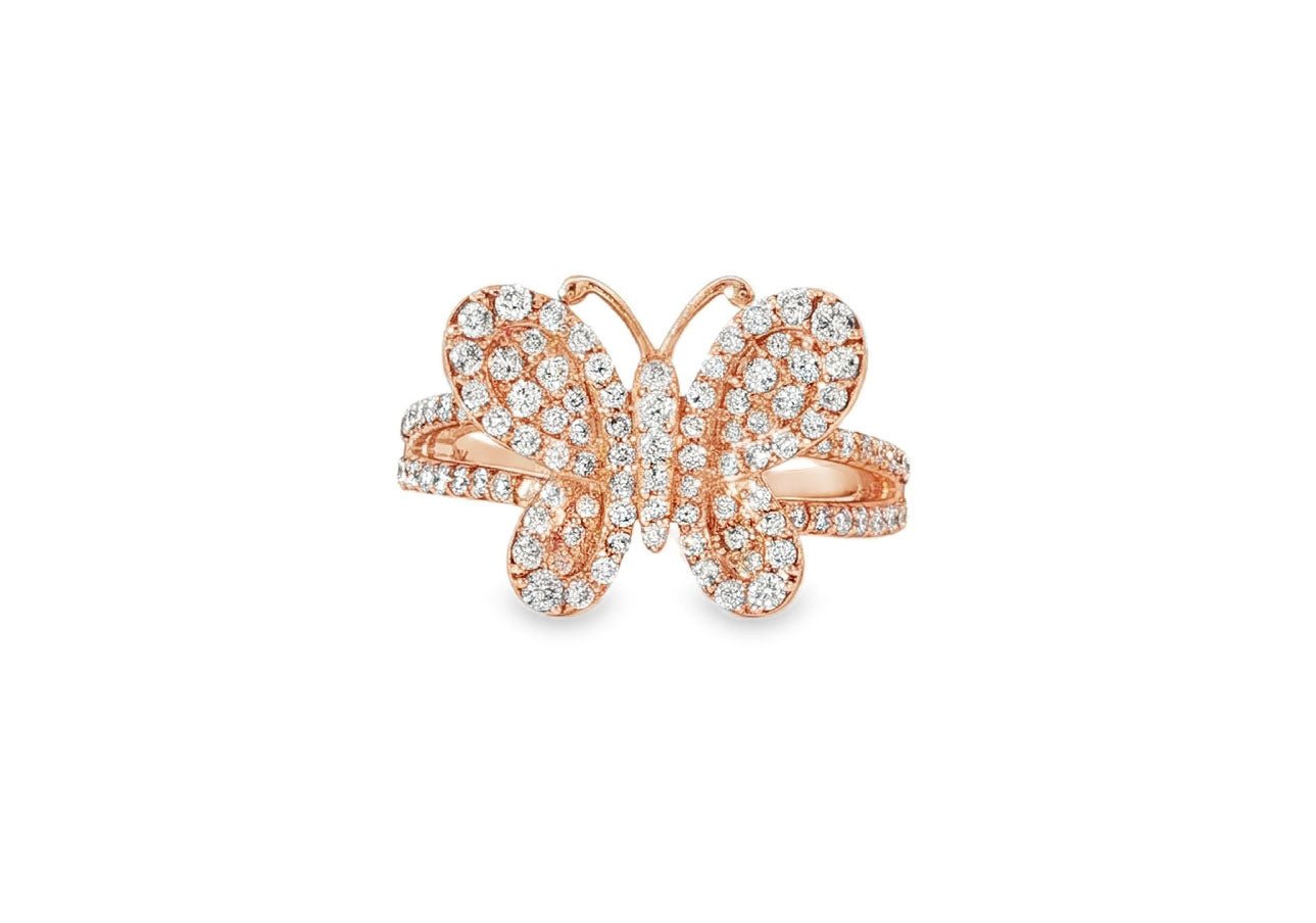 10k Gold Butterfly - Shape Ring with Round Diamonds 0.80ct - AVI THE JEWELER
