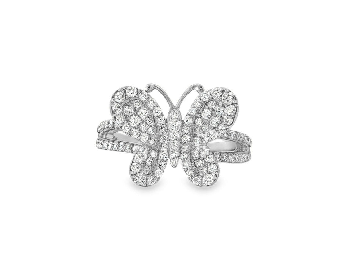 10k Gold Butterfly - Shape Ring with Round Diamonds 0.80ct - AVI THE JEWELER
