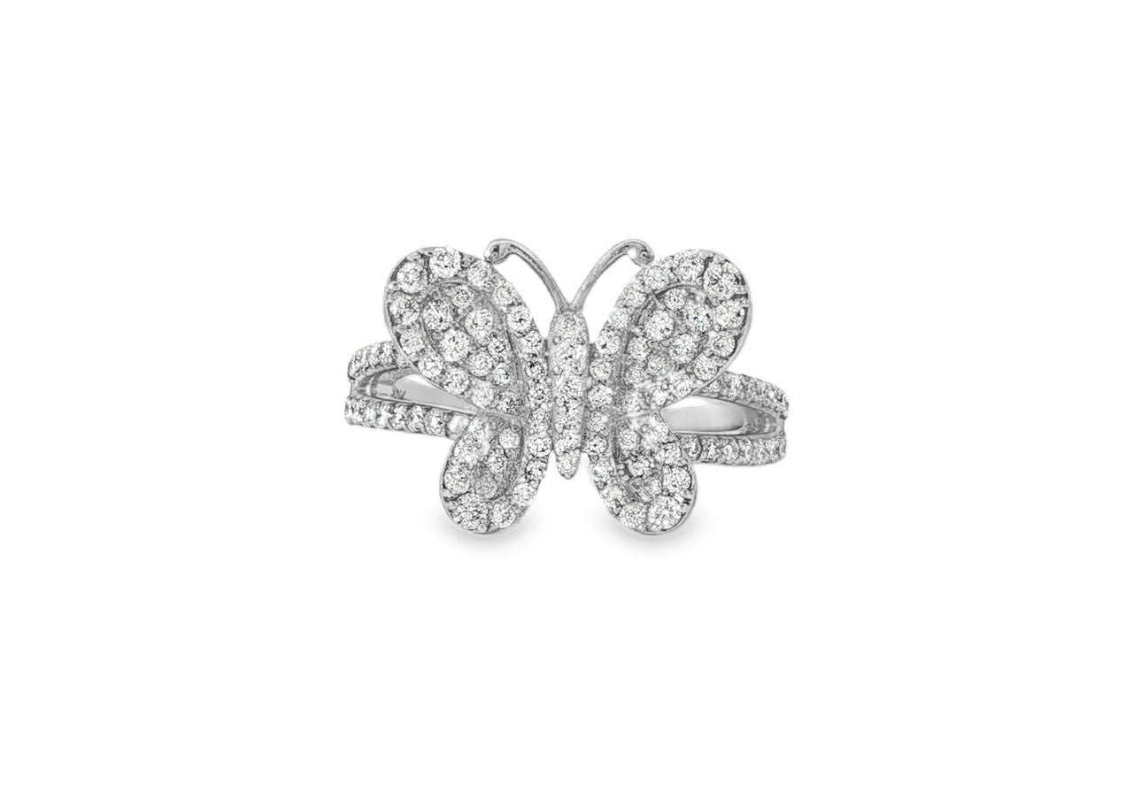 10k Gold Butterfly - Shape Ring with Round Diamonds 0.80ct - AVI THE JEWELER
