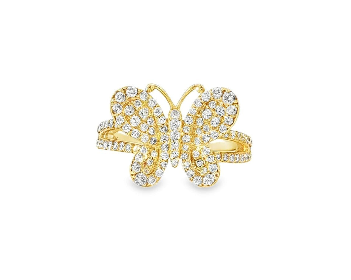 10k Gold Butterfly - Shape Ring with Round Diamonds 0.80ct - AVI THE JEWELER