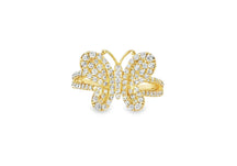 10k Gold Butterfly-Shape Ring with Round Diamonds 0.80ct