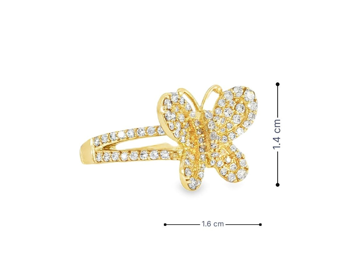 10k Gold Butterfly - Shape Ring with Round Diamonds 0.80ct - AVI THE JEWELER