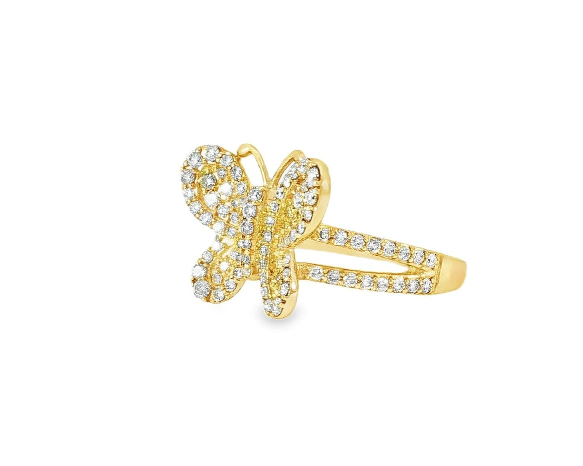 10k Gold Butterfly - Shape Ring with Round Diamonds 0.80ct - AVI THE JEWELER