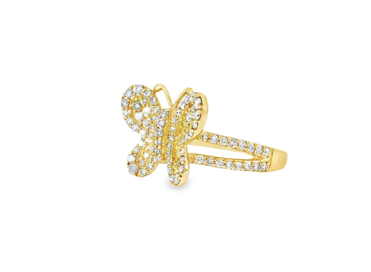 10k Gold Butterfly - Shape Ring with Round Diamonds 0.80ct - AVI THE JEWELER